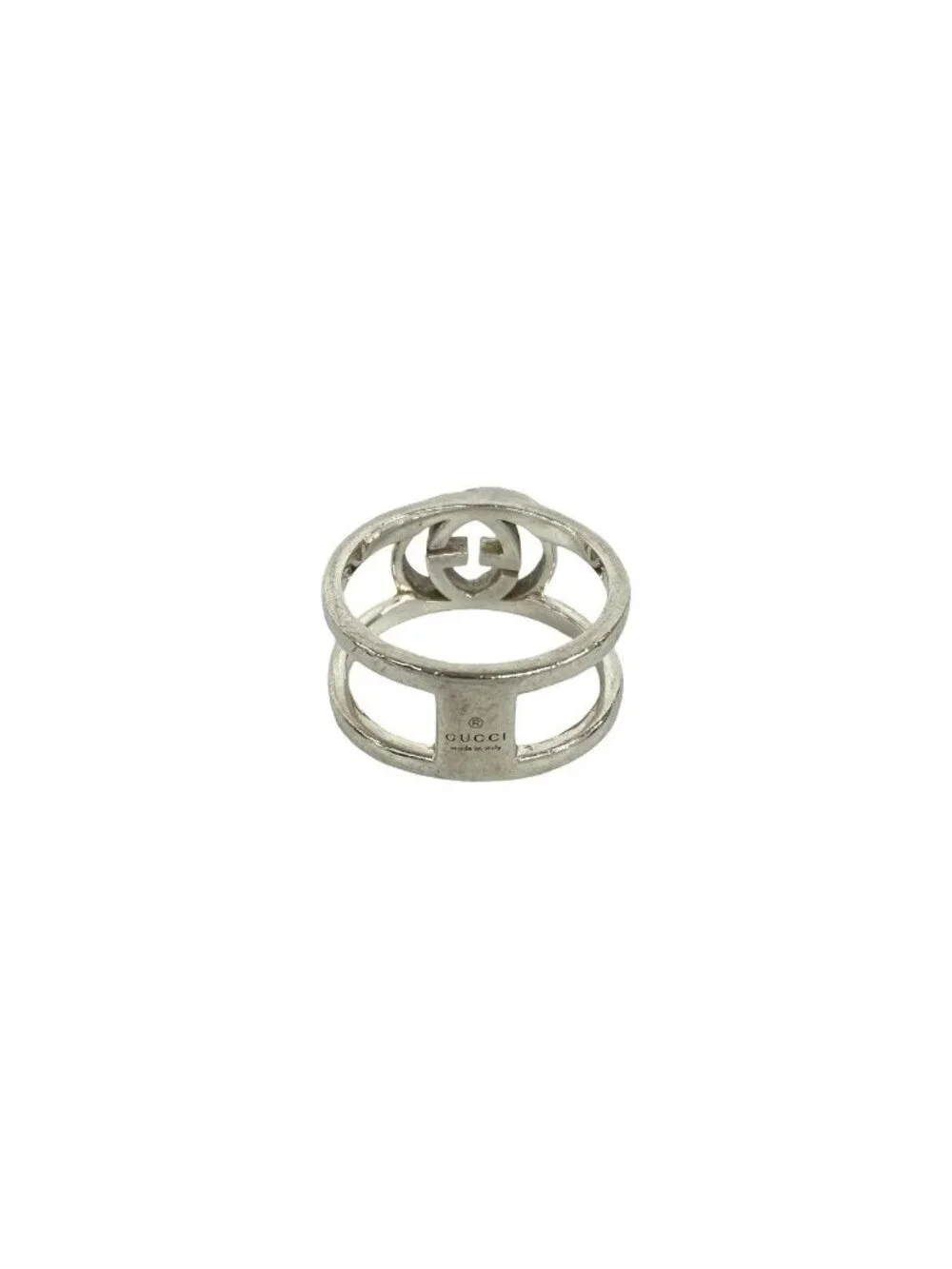 Gucci Interlocking Logo Motif 925 Sterling Silver Ring